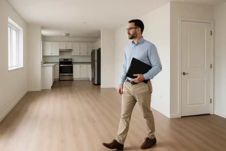 Property manager inspecting a freshly turned-over rental unit