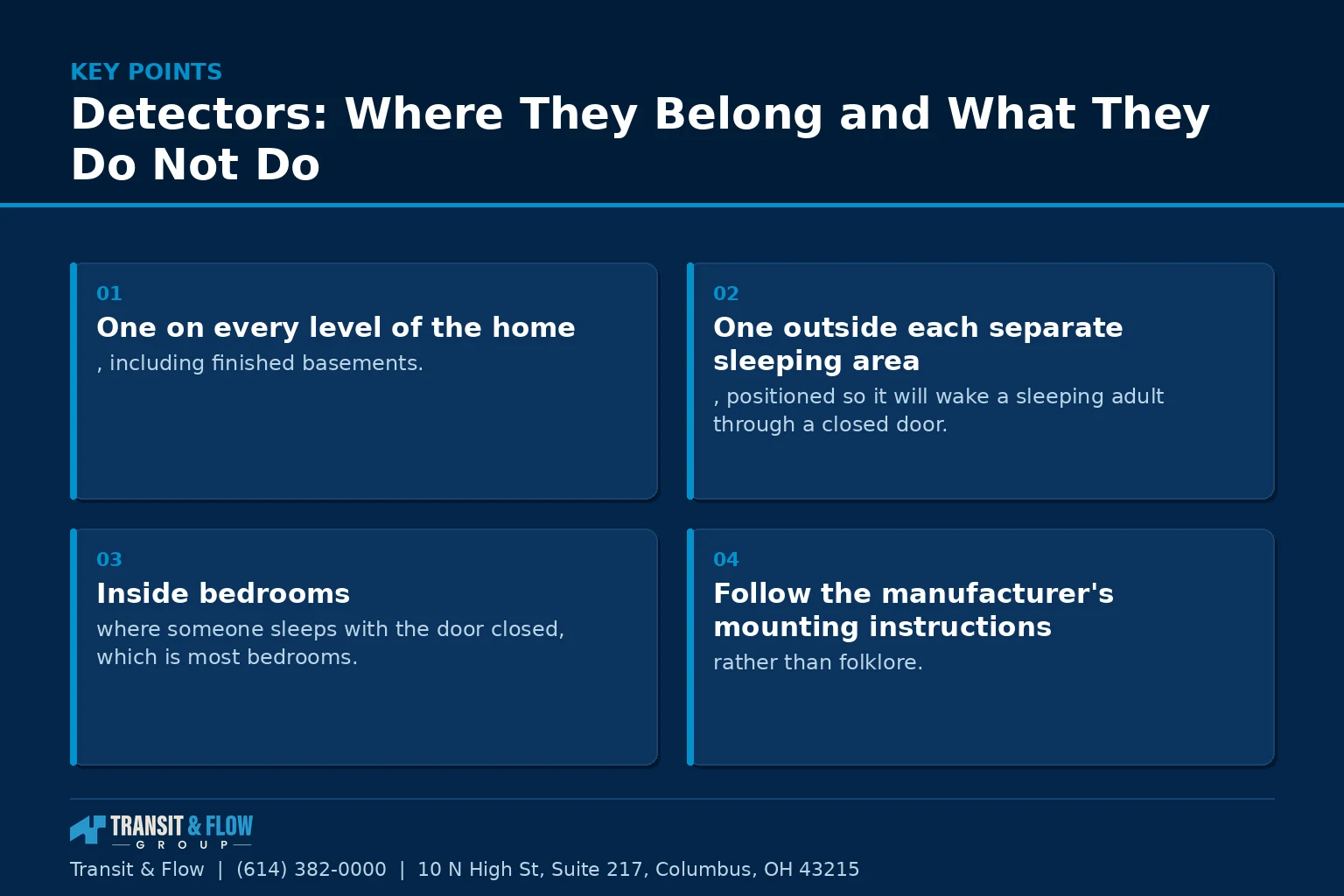 Summary panel covering Detectors: Where They Belong and What They Do Not Do. - Transit & Flow Group Summary panel covering Detectors: Where They Belong and What They Do Not Do.