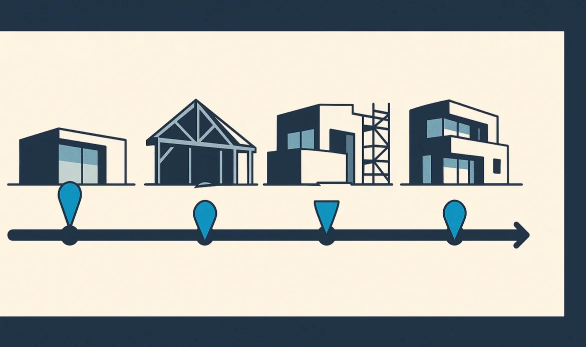 Illustration of a horizontal milestone bar with draw markers spaced along a project timeline.