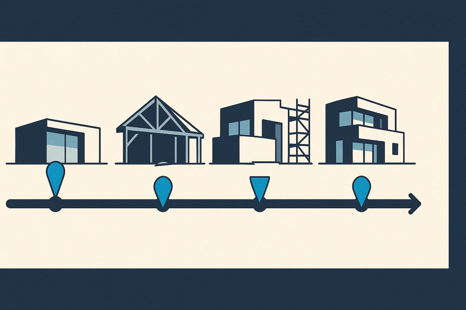 Illustration of a horizontal milestone bar with draw markers spaced along a project timeline.