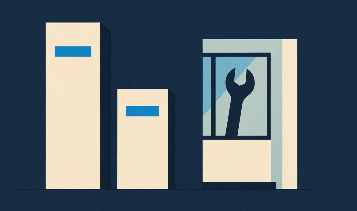 Illustration of two invoice blocks of very different heights beside a simple repair detail.