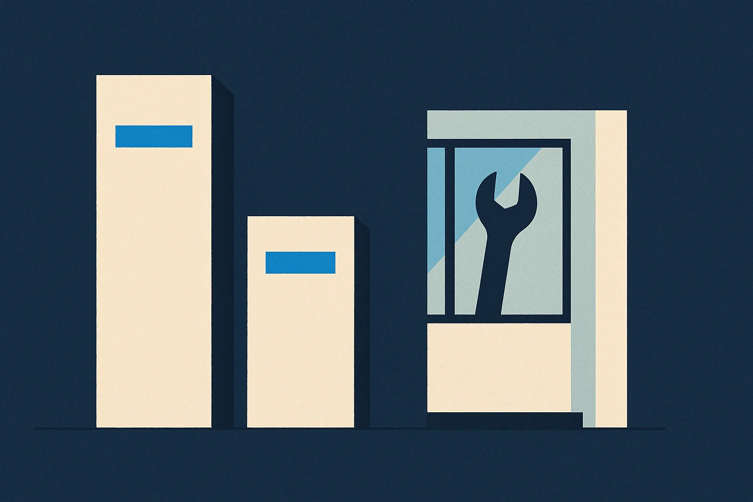 Illustration of two invoice blocks of very different heights beside a simple repair detail.