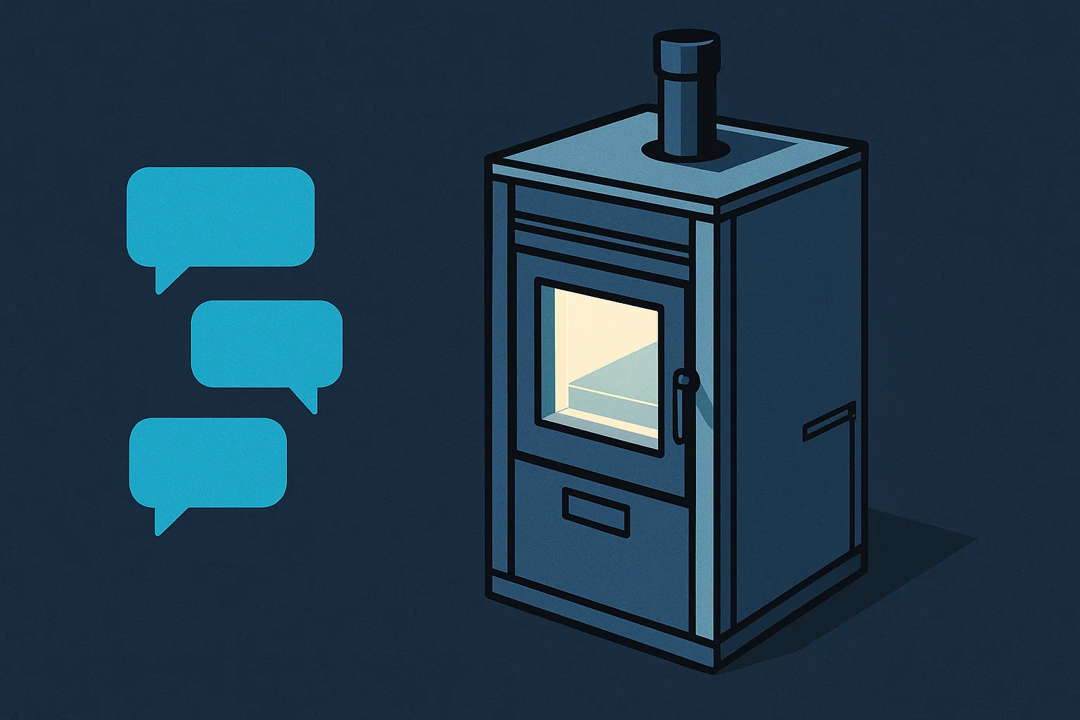 Illustration of stacked quote line blocks beside a furnace elevation drawing.