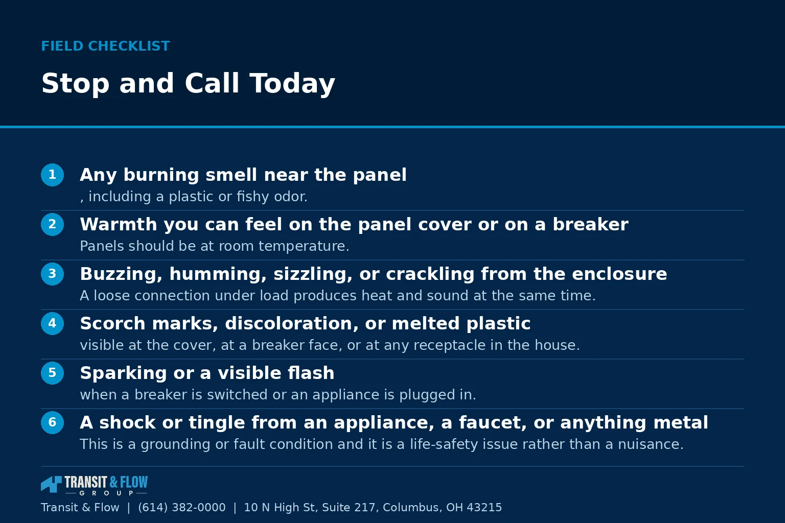 Checklist graphic summarizing Stop and Call Today.
