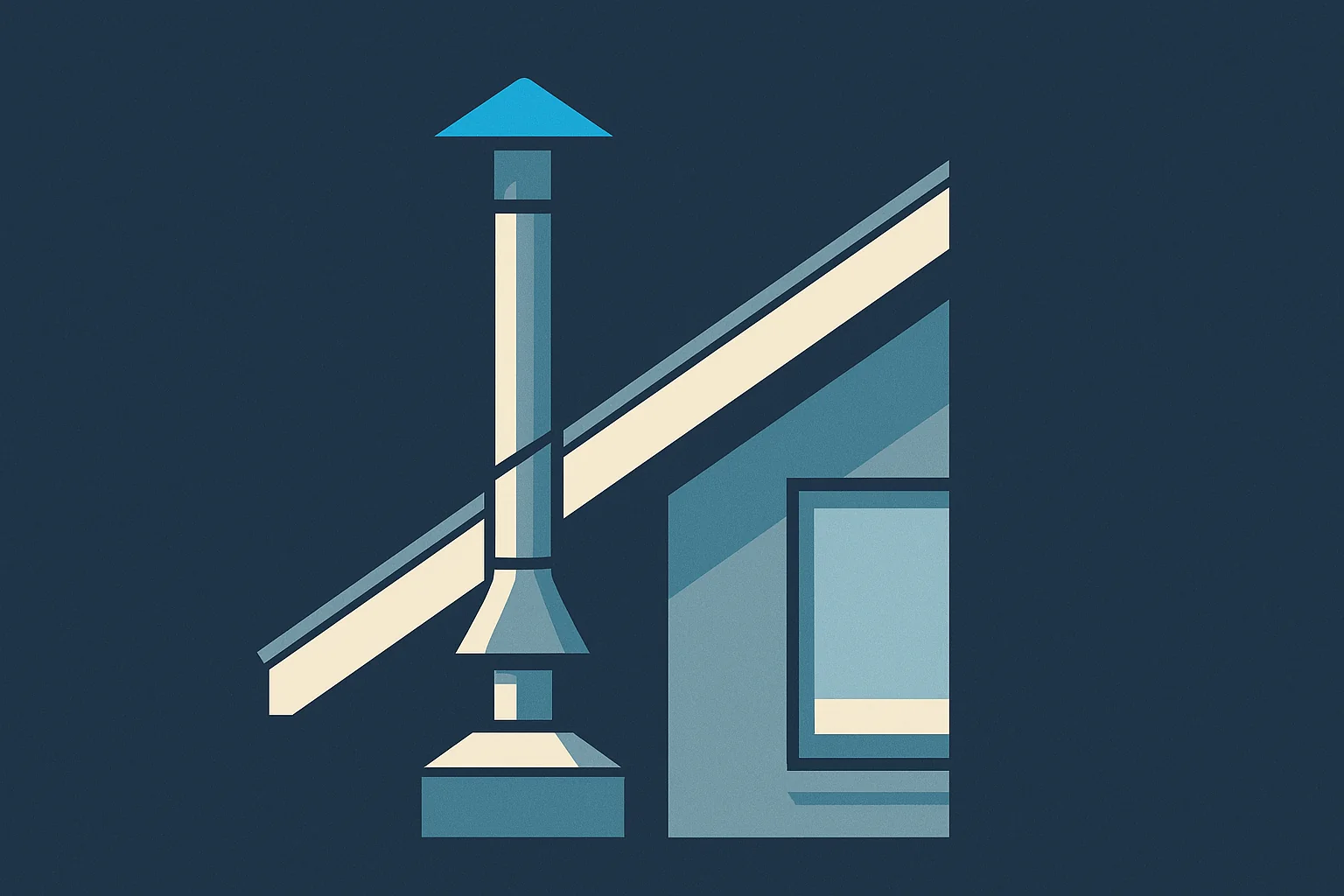Illustration of a flue and draft hood detail showing correct rise, clearance, and termination.